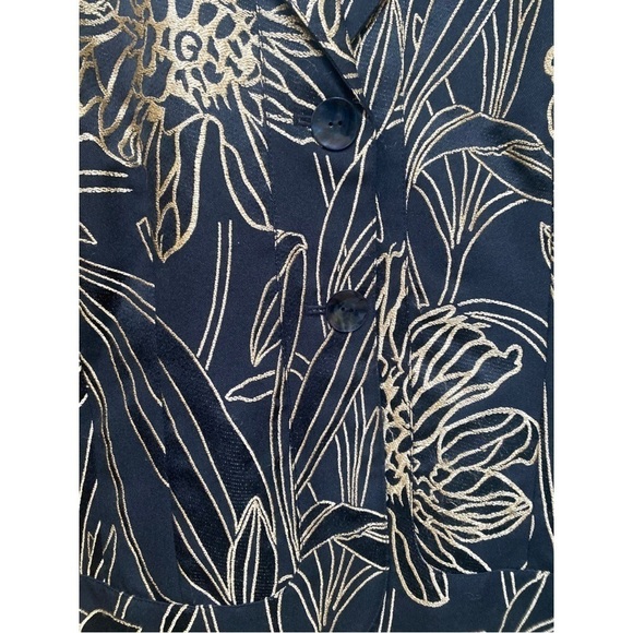 Chico's IVintageI Metallic Black/Gold I Embroidered I Blazer I Jacket I Size: 1 - Picture 5 of 13